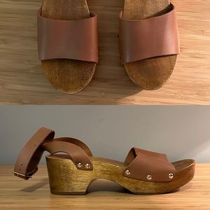 Lulus Willy Cognac Leather Clog Sandals
